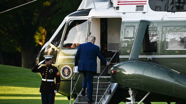 US President Donald Trump boards the Marine One before departing from the South Lawn of the White House in Washington, DC on June 24, 2025, to attend the NATO's Heads of State and Government summit in The Hague. (Photo by Mandel NGAN / AFP)