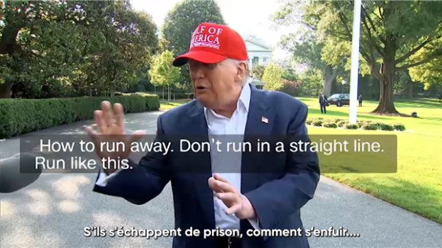 Donald Trump, en visite mardi à l'Alcatraz des alligators, un nouveau centre de rétention construit au milieu des marécages de Floride, s'est moqué des immigrés clandestins qui risqueraient en cas d'évasion d'être attaqués par la faune sauvage.