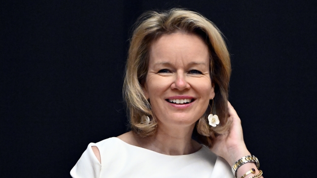Queen Mathilde of Belgium pictured during a royal visit to the 'Nachtreis' exposition of Hans Op de Beeck in the KMSKA museum - Koninklijk Museum voor Schone Kunsten Antwerpen - Royal Museum for Fine Arts Antwerp, in Antwerp, Tuesday 15 July 2025. BELGA PHOTO ERIC LALMAND