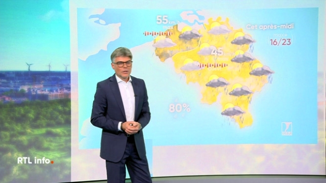 Selon l'IRM, le ciel sera majoritairement nuageux avec des averses, parfois intenses et orageuses, dans l'intérieur des terres. Le littoral bénéficiera d'un temps plus sec, même si une ondée n'est pas à exclure. Les températures seront comprises entre 16-17°C en Ardenne et 22-23°C en plaine.
