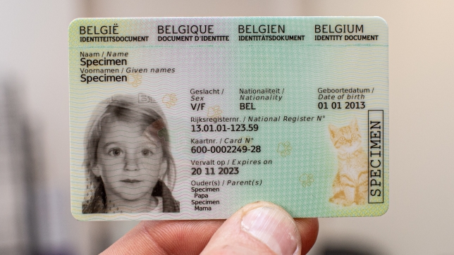 Specimen d’une Kids ID belge lors de son introduction en Belgique le 21 avril 2021