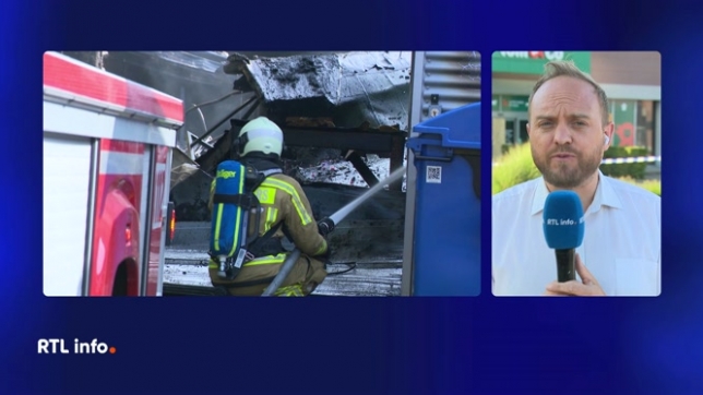 En direct de Ben-Ahin, Mathieu Langer évoque l'incendie qui a ravagé plusieurs enseignes du zoning commercial. Une enquête est ouverte pour incendie criminel; quelles seraient les motivations du ou des auteurs ?