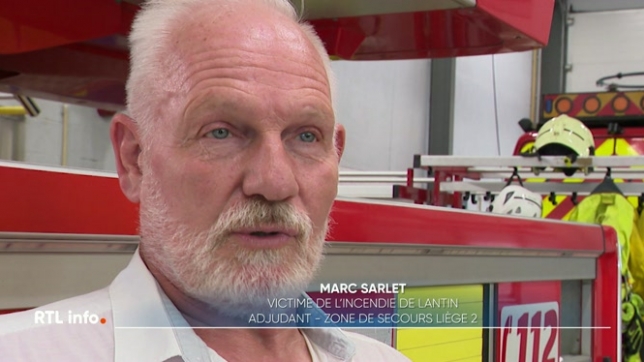 Marc Sarlet a été grièvement blessé durant l'intervention qui a coûté la vie à son collègue Maxime Coessens. 3 mois après, toujours convalescent, il a  rendu visite à ses collègues de la caserne d'Ans. Rencontre.