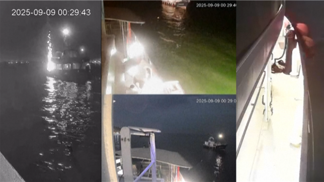 Une vidéo diffusée sur les réseaux sociaux par le compte Global Sumub Flotilla montre les dégâts causés par ce que la flottille vers Gaza affirme être une frappe suspectée d’avoir été causée par un drone.