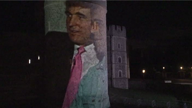 Des militants du groupe britannique Led by Donkeys (Dirigés par des ânes) qui demande des comptes aux responsables politiques avec des campagnes souvent humoristiques, projettent des images de Donald Trump et du criminel sexuel Jeffrey Epstein sur une tour du château de Windsor, où le président américain sera accueilli mercredi 17 septembre pour une visite d'État au Royaume-Uni.