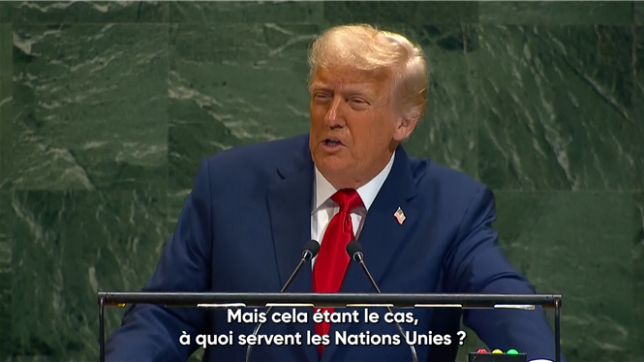 Discours de Donald Trump à la tribune de l'ONU ce mardi.