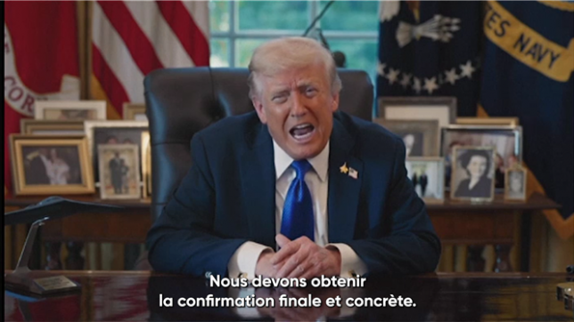 Donald Trump promet dans un bref message vidéo enregistré que tout le monde sera traité de manière équitable dans le cadre de son plan de paix pour Gaza, auquel le Hamas vient de répondre. Le président américain, dans cette allocution diffusée sur sa plateforme Truth Social, ajoute : Aujourd'hui est un grand jour. Nous allons voir comment cela va tourner. Il faut maintenant finaliser concrètement.