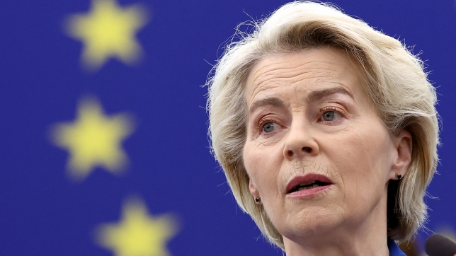 La présidente de la Commission européenne, Ursula von der Leyen, au Parlement européen à Strasbourg.