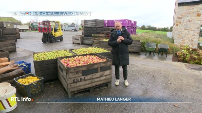 On retrouve en direct Mathieu Langer depuis la siroperie Charlier de Welkenraedt où la récolte de poires et de pommes s'annonce exceptionnelle cette année.