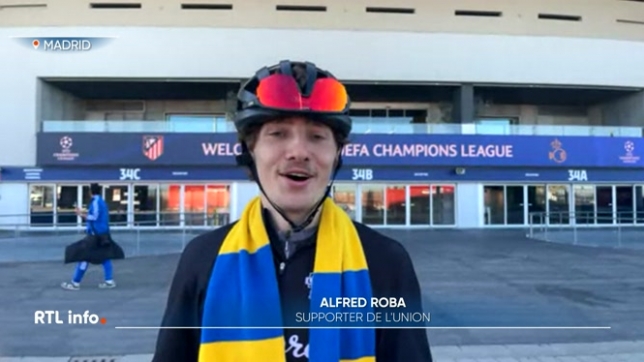 L'Union Saint-Gilloise affronte un très gros morceau européen ce soir en Ligue des champions : l'Atlético Madrid. Pour cette 4e journée, quelques supporters bruxellois ont fait le déplacement, dont Alfred, qui a parcouru 1 500 kilomètres à vélo, porté par sa passion du football.