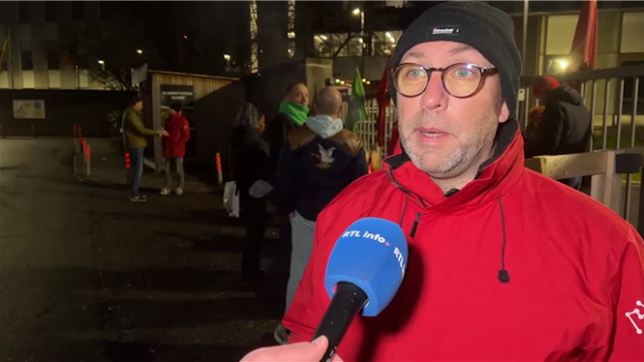 Fabian Quintiens, secrétaire général CGSP pour le Tec liégeois, réagit à l'action de grève depuis le dépôt de Robermont.