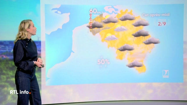 Le temps sera très variable ce mardi sur une partie du territoire, avec des périodes très nuageuses et quelques averses, entrecoupées d'éclaircies. Le risque de précipitations sera plus important dans l'ouest du pays. Les maxima oscilleront entre 2 et 9 degrés. Le vent sera faible à modéré.