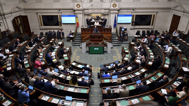 N-VA's Peter De Roover pictured during a plenary session of the chamber with the discussion of Yesterday's government's declaration, at the federal parliament in Brussels, Wednesday 11 October 2023. BELGA PHOTO ERIC LALMAND