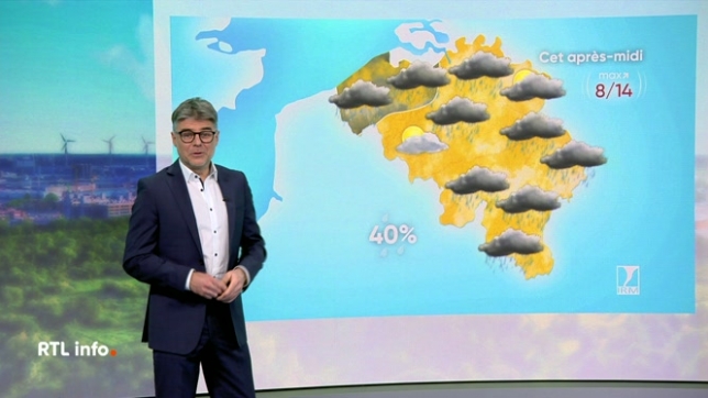 Le temps sera doux ce mardi avec un risque d'averses localisées, surtout l'après-midi. Les maxima, particulièrement doux pour la saison, oscilleront entre 9 et 13 degrés. Dans la soirée, une averse résiduelle pourrait survenir puis les éclaircies s'élargiront et le temps deviendra sec.