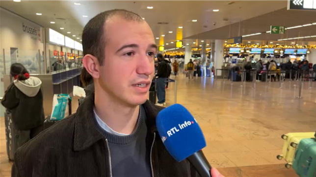 Interview d'Hippolyte Waiegnier à l'aéroport.