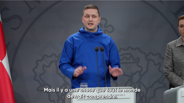 Le Groenland ne veut pas appartenir aux États-Unis, déclare le Premier ministre groenlandais Jens-Frederik Nielsen lors d'une conférence de presse avec la Première ministre danoise Mette Frederiksen à Copenhague.