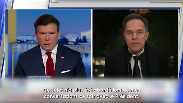 Le chef de l'Otan, Mark Rutte, a déclaré que le sujet de la souveraineté du Groenland n'avait plus été abordé lors de ses discussions avec le président américain Donald Trump en marge du sommet de Davos mercredi.