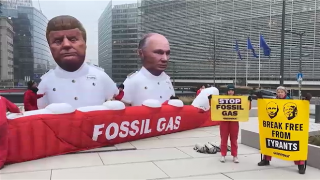 L'ONG Greenpeace installe des poupées gonflables représentant Trump et Poutine
