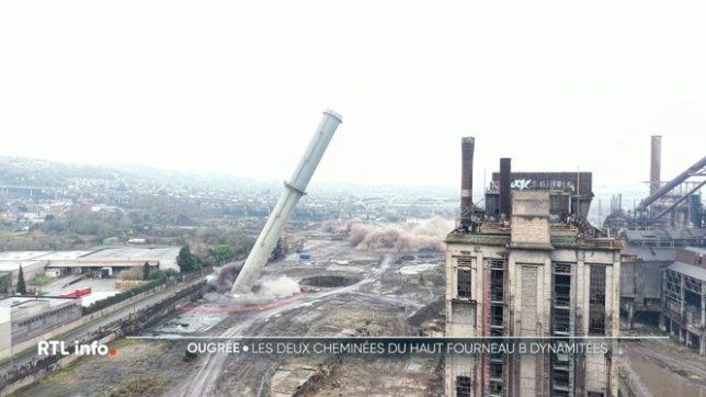 C'est un symbole du passé sidérurgique liégeois qui vient littéralement de s'effondrer ce matin. Les deux cheminées du haut fourneau B d'Ougrée ont été dynamitées. Le site est en transformation depuis plus de 3 ans. L'explosion s'est déroulée sous très haute sécurité.