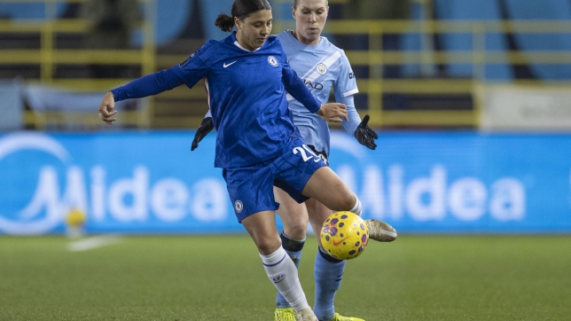 Sam Kerr #20 of Chelsea Women F.C. plays during the FA Women's League Cup match between Manchester City and Chelsea at the Joie Stadium in Manchester, England, on January 21, 2026. (Photo by Mike Morese/MI News/NurPhoto)
