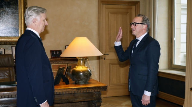 Boris Dilliès prête serment entre les mains du roi Philippe.
