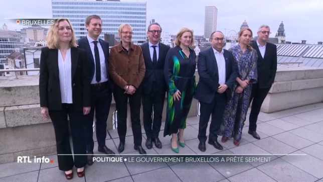Présentation des nouveaux ministres et secrétaires d'Etat de la région de Bruxelles-Capitale, qui ont prêté serment ce matin au Parlement bruxellois.