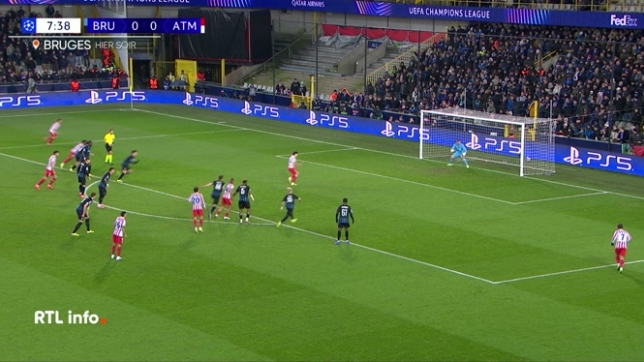 Le Club de Bruges a livré un match spectaculaire face à l'Atlético Madrid en barrages aller de la Ligue des Champions. Mené à deux reprises après un penalty précoce, Bruges arrache finalement le nul 3-3.