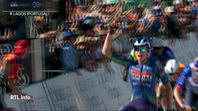 Le coureur cycliste Paul Magnier s’est imposé au sprint à Lagos, pour sa 2e victoire cette semaine.