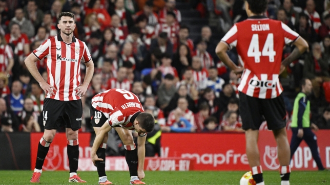 Les joueurs de l’Athletic Club après l’ouverture du score de Turrientes lors du match aller.