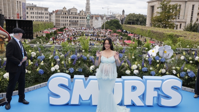Singer Robyn Rihanna Fenty pictured at the world premier of the new film 'De Smurfen/ Les Schtroumpfs'. Saturday 28 June 2025, in Brussels. BELGA PHOTO NICOLAS MAETERLINCK she expected long hours, she