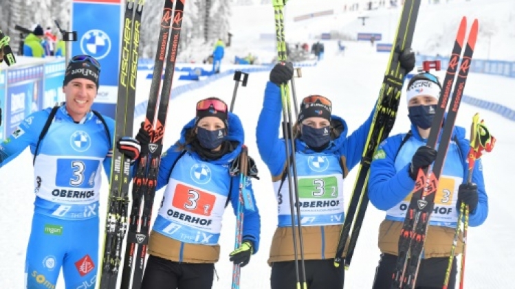 Biathlon: la France 3e du relais mixte d'Oberhof, victoire de la Russie