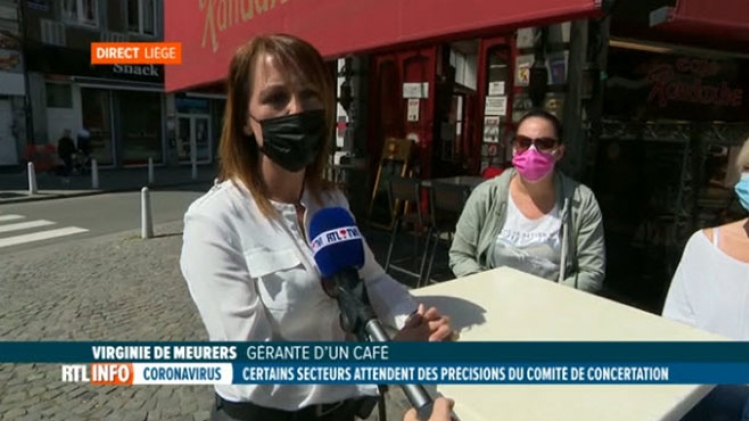Virginie tient un café à Liège, elle est inquiète pour l'ouverture des terrasses: Je n'ai plus beaucoup d'espoir (vidéo)