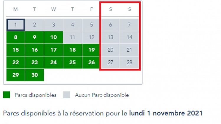 Pas de place à Disney les week-ends en novembre