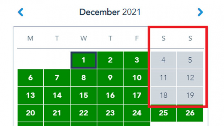 Pas de place à Disney les week-ends en décembre
