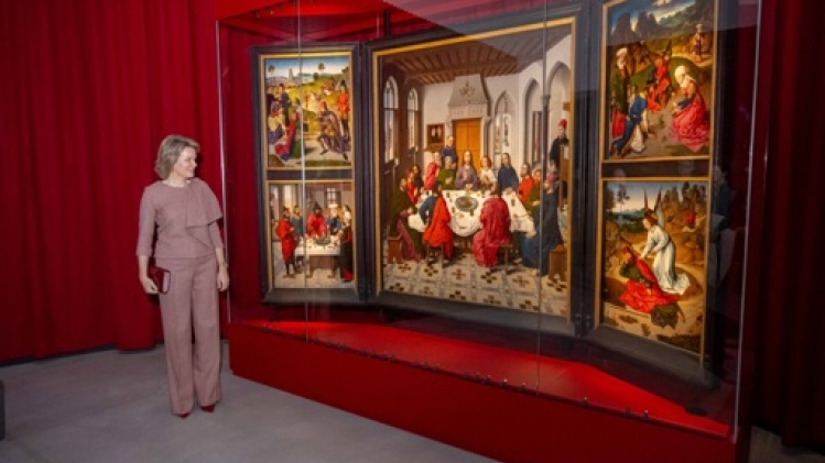 La reine Mathilde à l'exposition Dieric Bouts. Créateur d'images au Musée M de Louvain