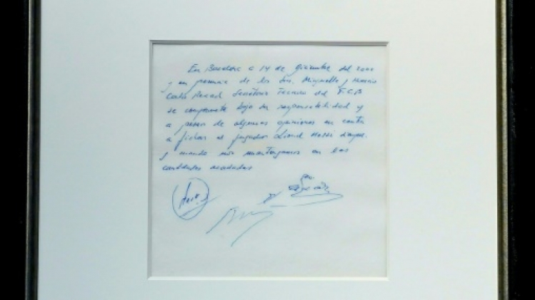 La première promesse de contrat de Messi, sur une serviette en papier, bientôt aux enchères