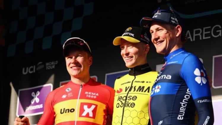 Jonas Abrahamsen très content de monter sur le podium à Waregem