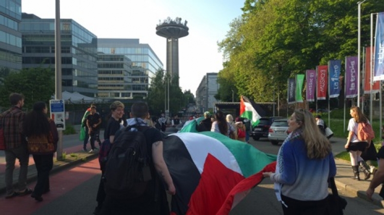 Environ 70 personnes protestent à Bruxelles contre la diffusion du concours Eurovision