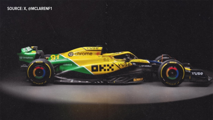 McLaren et sa F1 en hommage à Ayrton Senna pour le GP de Monaco 2024.
