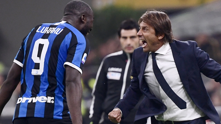Antonio Conte et Romelu Lukaku à l'Inter Milan, le 21 septembre 2019.