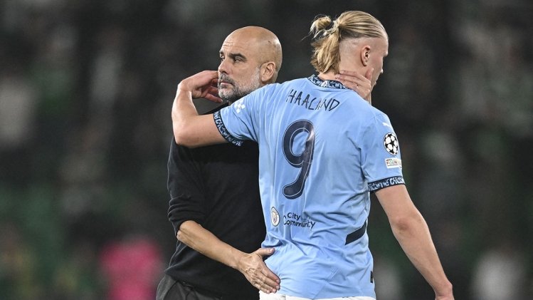 Pep Guardiola et Erling Haaland 