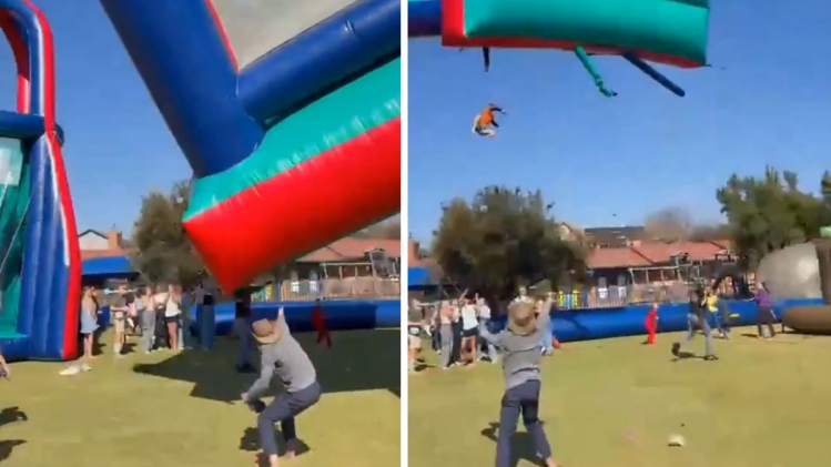 Un château gonflable s’envole avec deux enfants à Krugersdorp, en Afrique du Sud