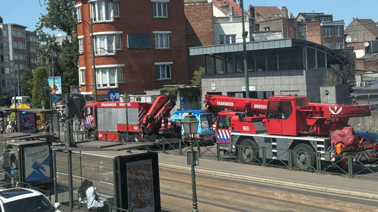 L’entrée de la station de métro Belgica, le samedi 21 juin 2025 en début d’après-midi.