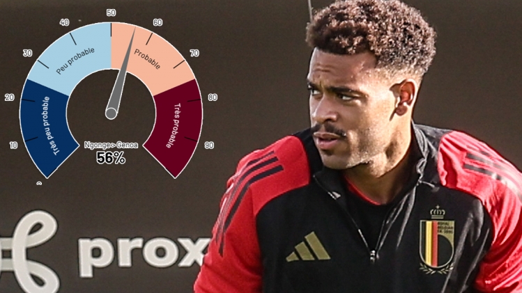 Belgium's Cyril Ngonge pictured during a training session of the Belgian national soccer team Red Devils, at the Royal Belgian Football Association's training center, in Tubize, Tuesday 08 October 2024. The Red Devils are playing against Italy on Thursday, for the UEFA Nations League 2025. BELGA PHOTO BRUNO FAHY