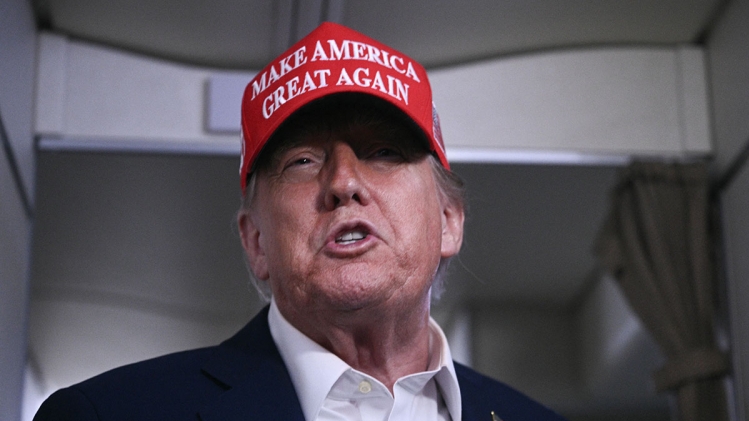 Donald Trump à bord de l’avion présidentiel Air Force One