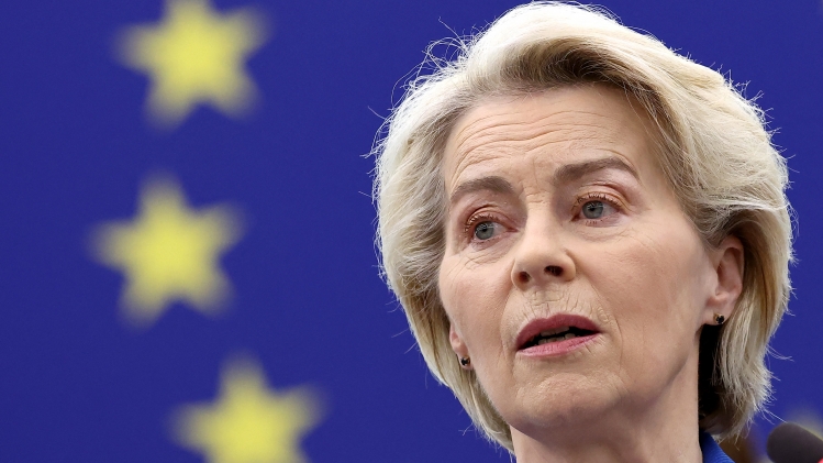 La présidente de la Commission européenne, Ursula von der Leyen, au Parlement européen à Strasbourg.