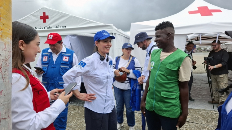 La commissaire européenne est actuellement en Colombie.