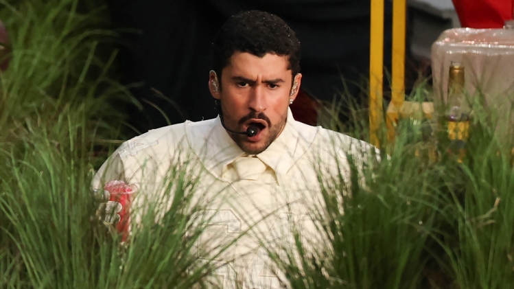 Bad Bunny lors de sa performance au Super Bowl le 8 février, 2026.