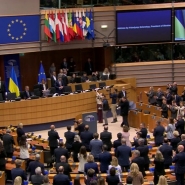 e président ukrainien est intervenu en vidéo depuis Kiev. Un message diffusé devant le Parlement européen pour marquer le 1.000e jour de l'invasion russe à grande échelle de l'Ukraine.