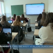 La Région wallonne investit 60 millions d'euros pour mieux connecter les écoles au réseau de communication. Un réseau performant est indispensable pour faire évoluer les cours et les classes vers un enseignement tourné vers l'avenir.